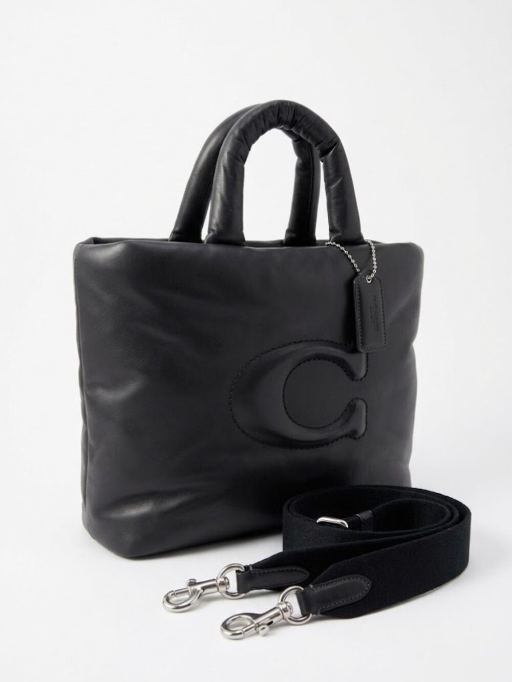 COACH CP095 PILLOW TOTE WEB STRAP,Bag ,BLACK